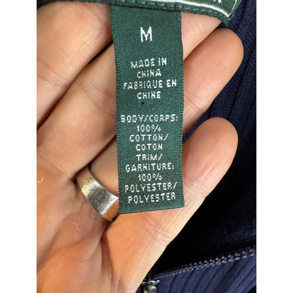 L-RL Ralph Lauren Active Womens Full Zip Ribbed Hooded Navy SweaterJacket Size M - Picture 8 of 10